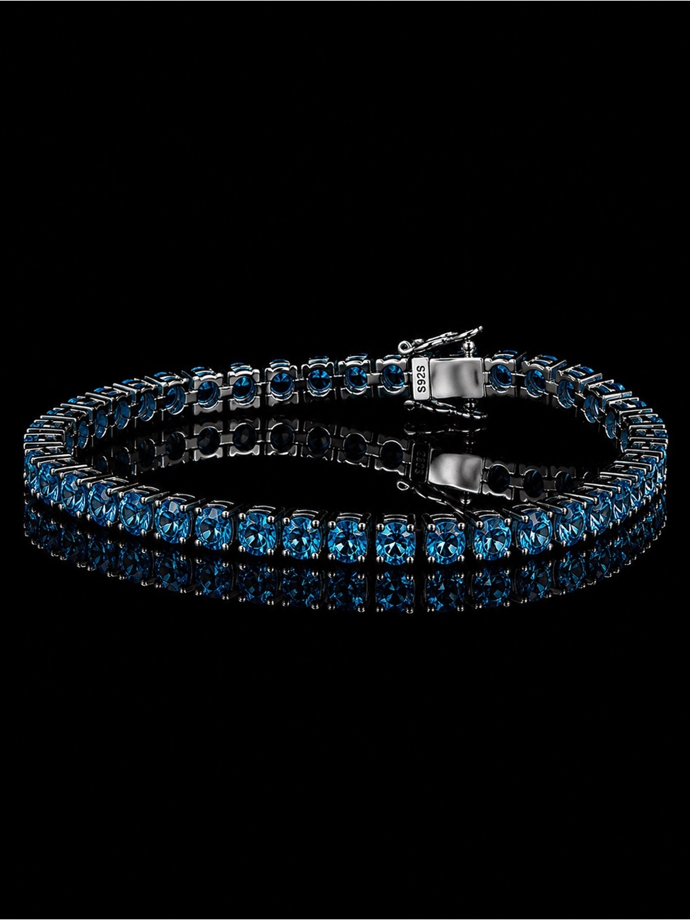 925 Silver, 5.6CTW Royal Blue Moissanite Tennis Bracelet - 7"